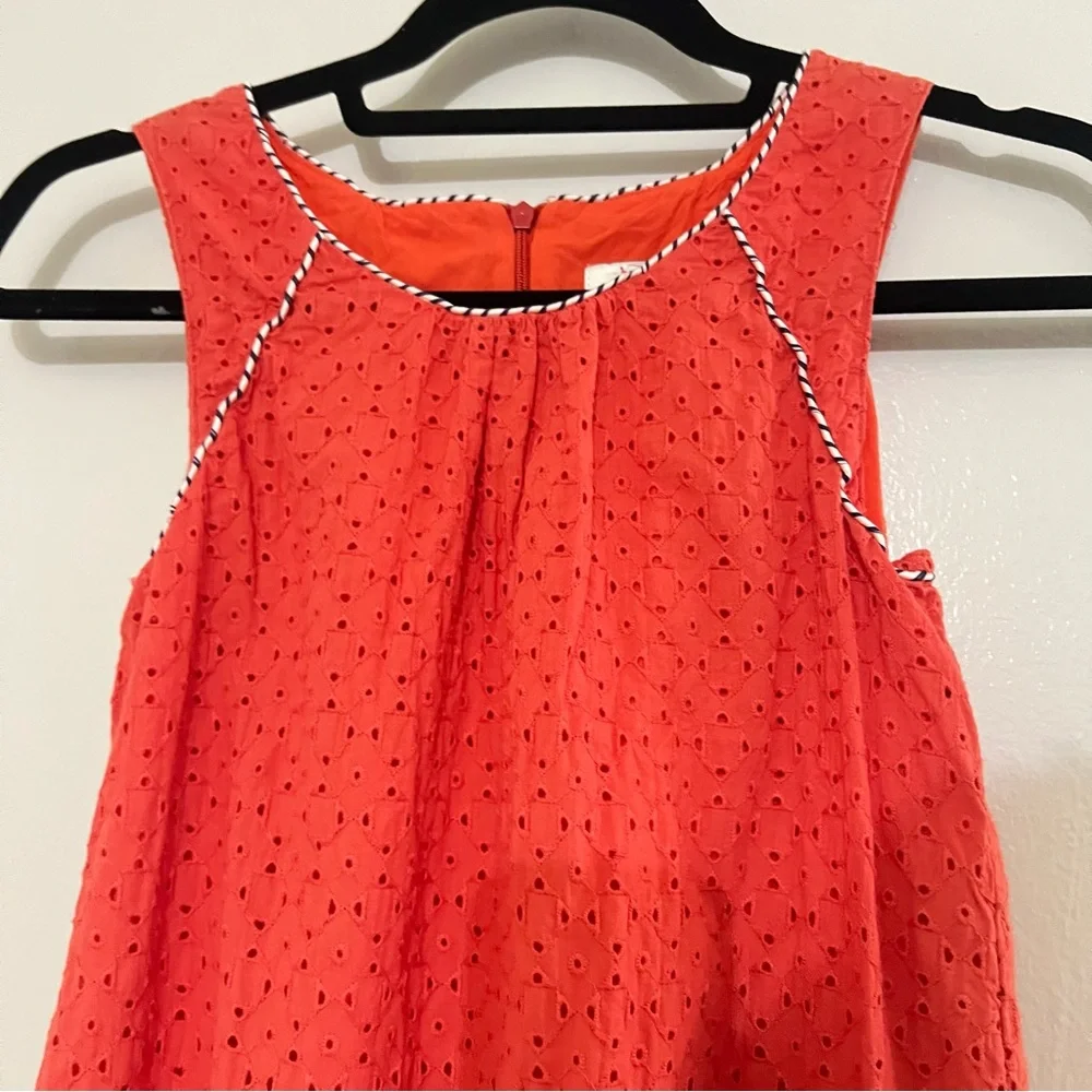 Junior Gaultier Girls Summer Eyelet Cotton Designer Vacation Dress in Orange 14